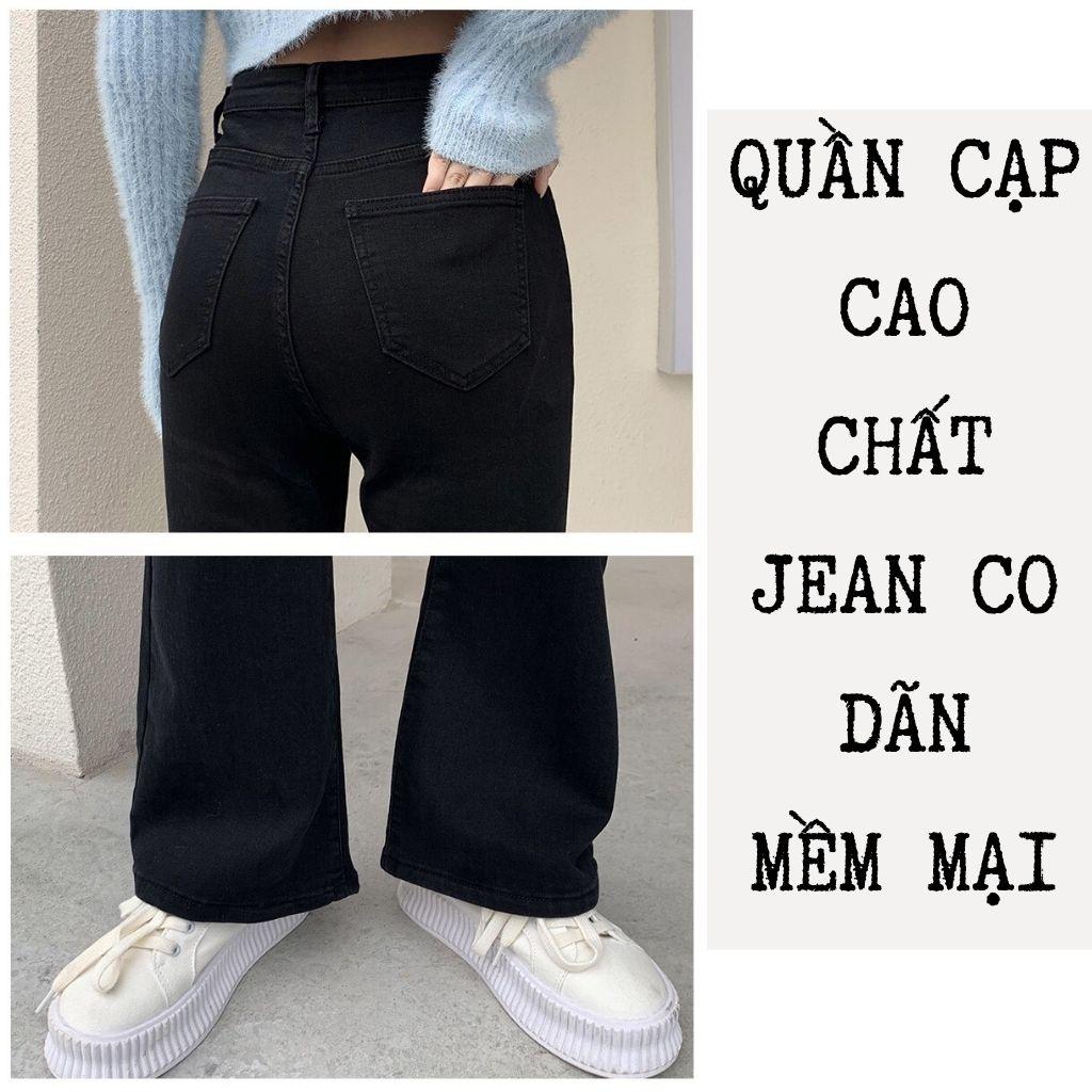 Quần Jean Nữ Ống Loe Lưng Cao Co Giãn 4 Chiều Cao Cấp Hack Dáng Cực Đỉnh Ulzzang Năng Động THUNDERUNISEX