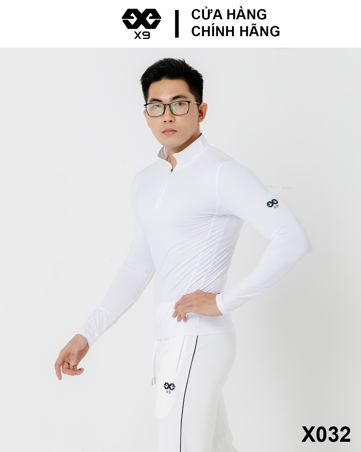 Áo Thun Dài Tay Nam Cổ Trụ Khóa Kéo Giữ Nhiệt Tập Gym Thể Thao Chạy Bộ - X9 Sportswear - X032