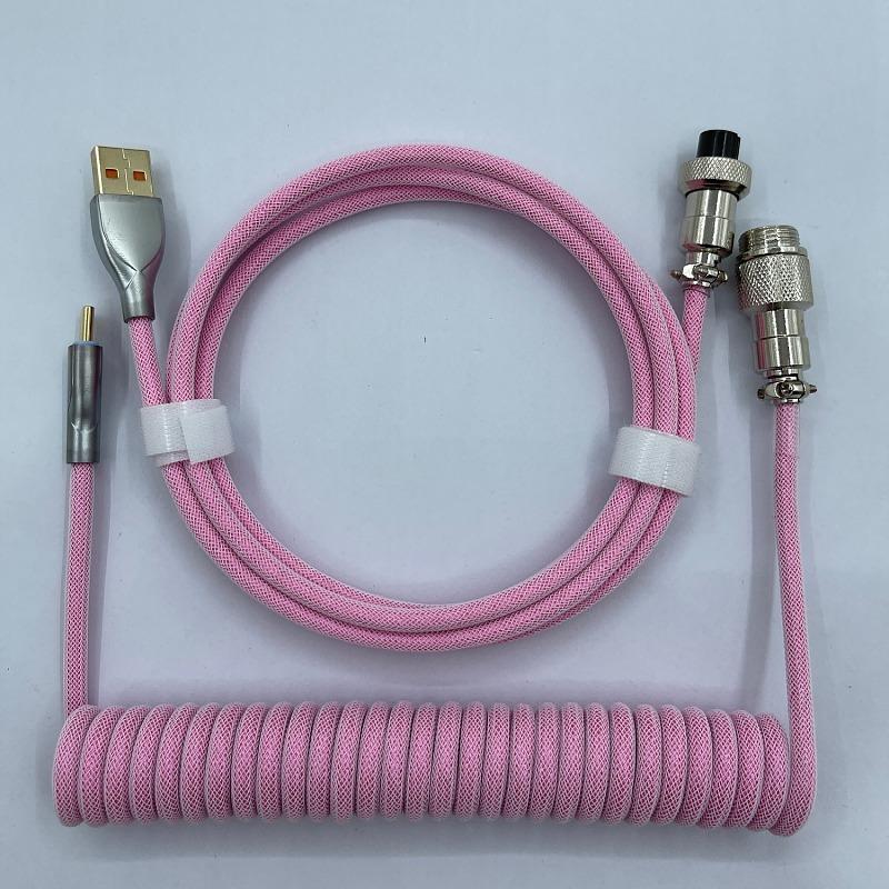 104 phím Dây Aviator Bàn phím Type-C Đầu nối hàng không Cáp USB cuộn Cáp xoắn ốc dữ liệu cổng USB tùy chỉnh 1,8m cho máy tính