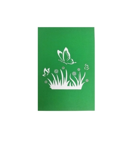 Thiệp 3D Bướm Xanh Giữa Cánh Đồng Hoa Cúc – Thiệp Pop Up Độc Đáo, Tặng Sinh Nhật, 8/3, 20/10, Valentine, A42