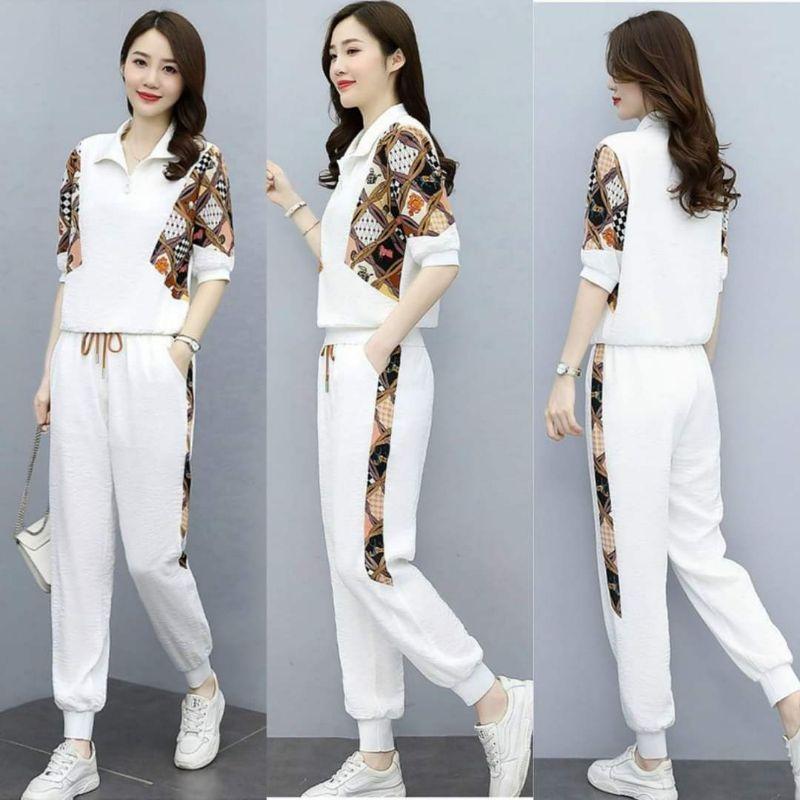 SET BỘ THỜI TRANG KHÓA KÉO PHỐI HỌA TIẾT TAY LỠ
