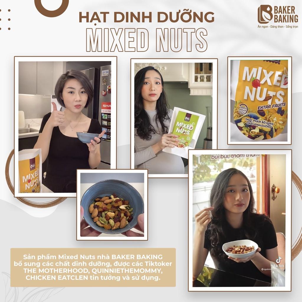 Hạt dinh dưỡng tổng hợp Mixed Nuts Baker Baking không đường có hoa quả khô bổ sung dinh dưỡng cho mẹ bầu 500g