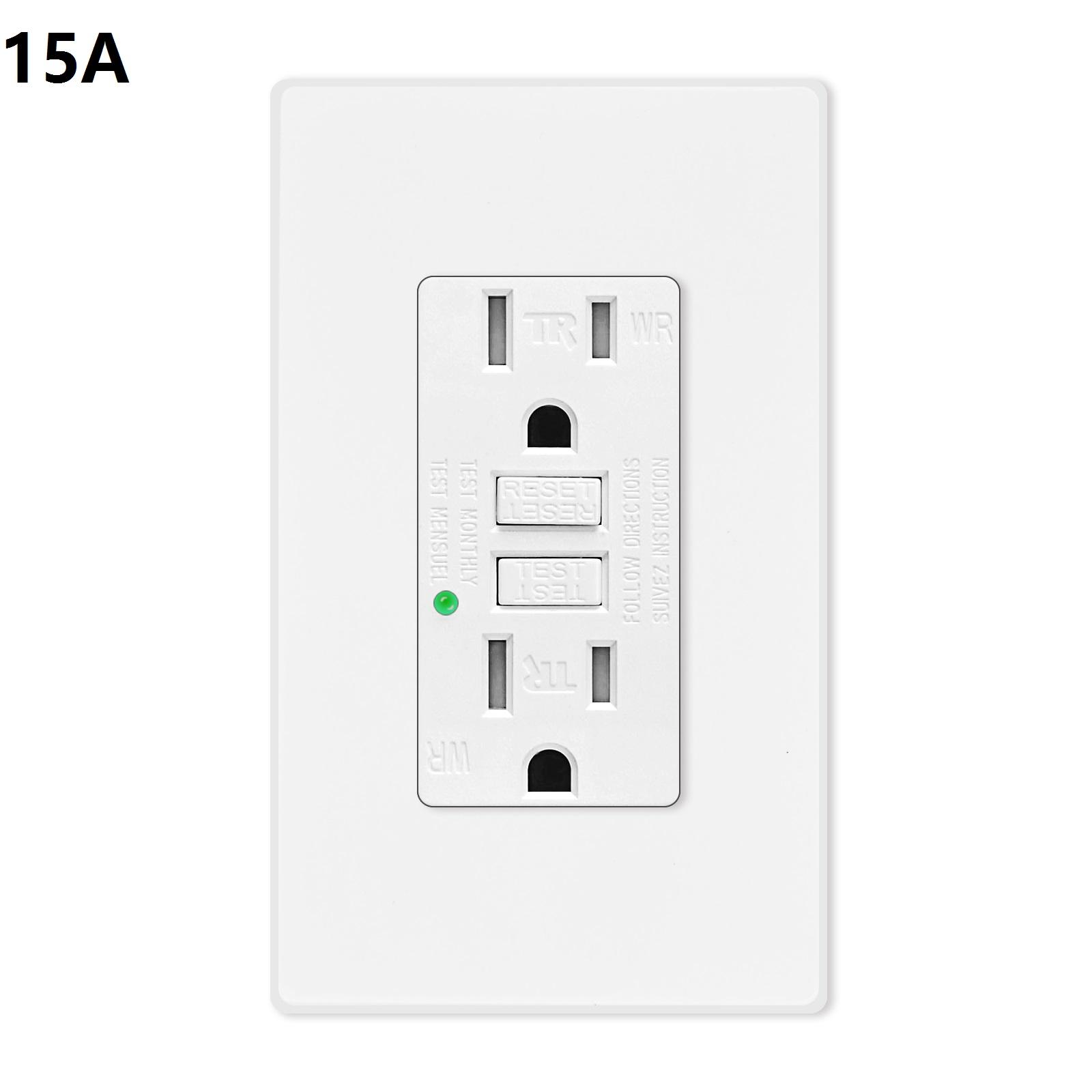 GFCI ổ cắm ổ cắm 15/20A GFCI thay thế ổ cắm điện có khả năng chống lại các cửa hàng điện màu trắng cho phòng tắm nhà bếp