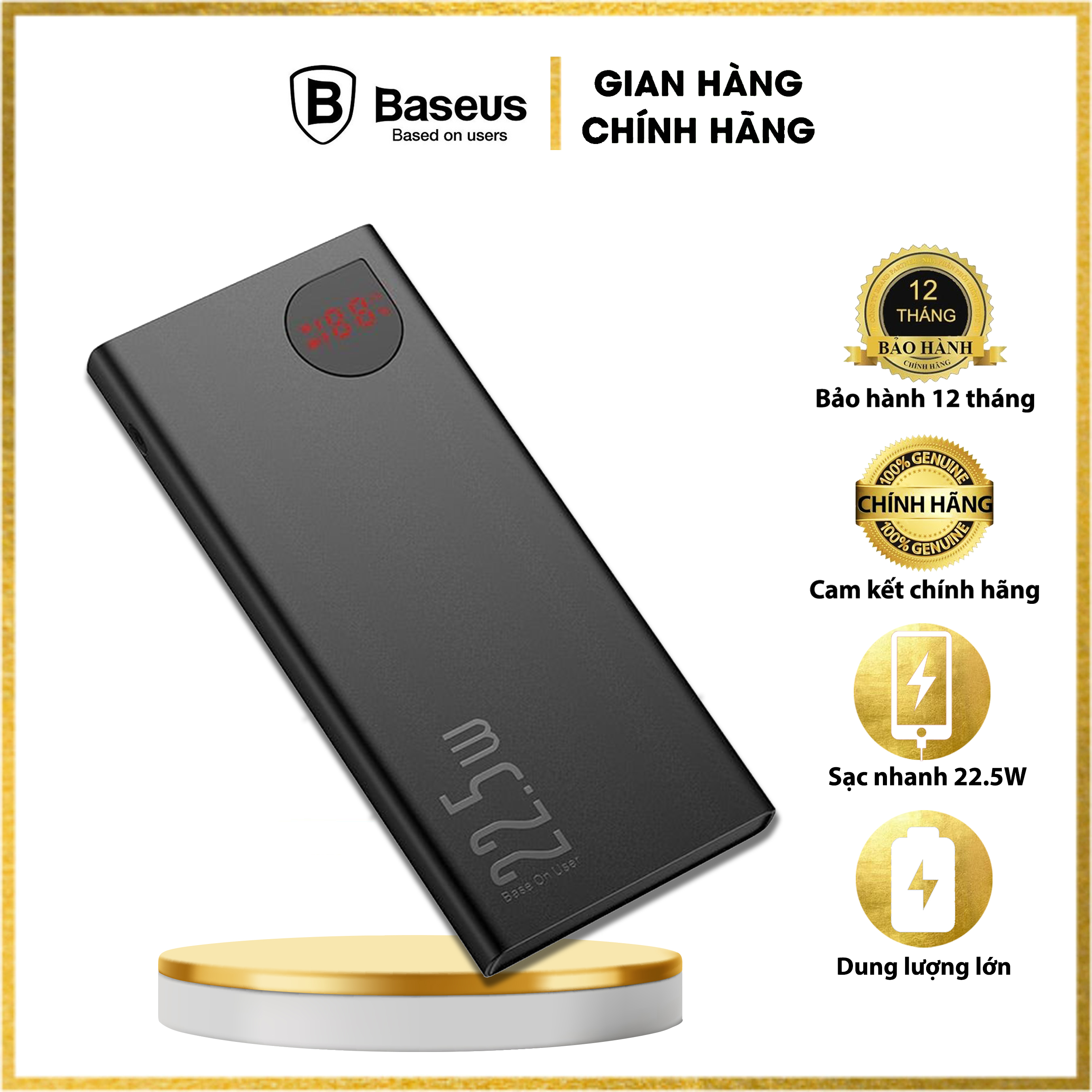 Pin dự phòng sạc nhanh , võ kim loại Baseus Adaman Metal Digital Display 10,000mAh (22.5W, PD/ Quick charge Power Bank) - Hàng chính hãng