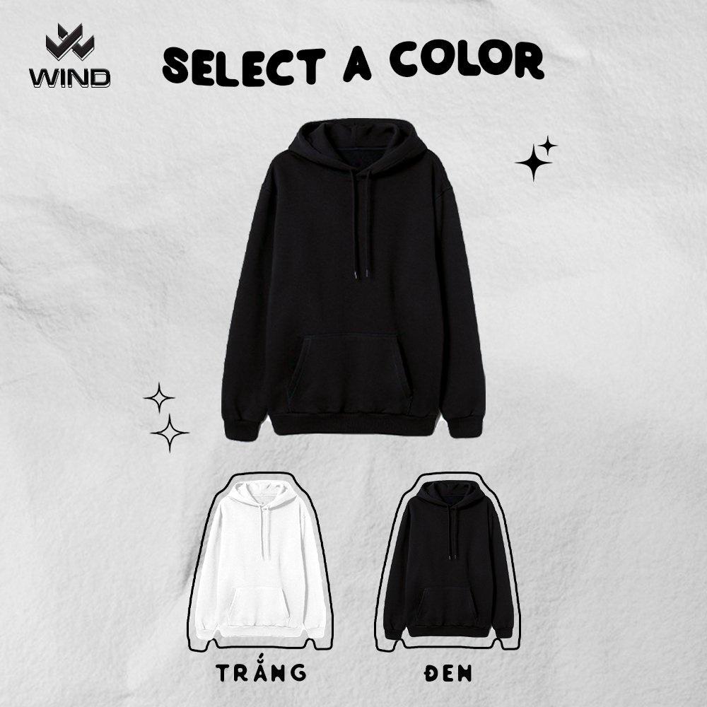 Áo hoodie unisex WIND form rộng nỉ nam nữ Trơn HD21 thời trang thu đông oversize