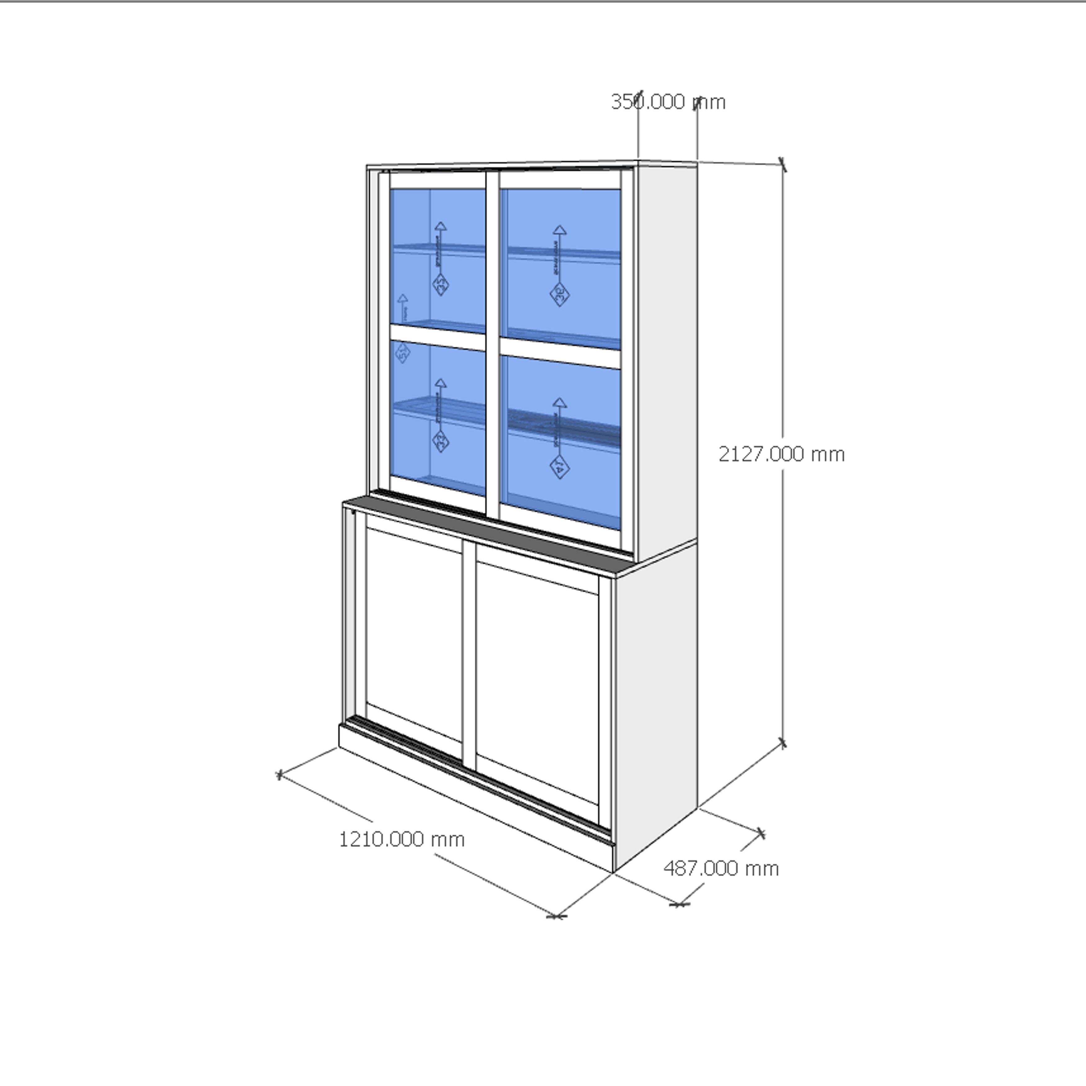 [Happy Home Furniture] SCANDINA, Tủ đựng đồ cửa kính 4 cánh lùa, 120cm x 49cm x 213cm ( DxRxC), TCL_026