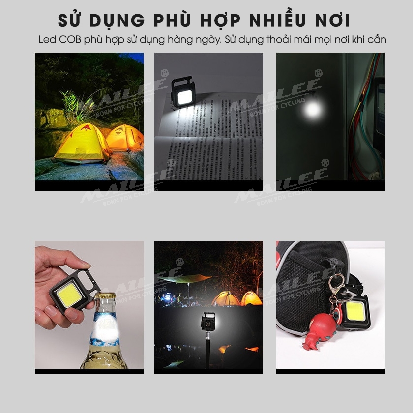 Đèn Móc Khóa USB mini di động đa năng KEYCHAIN LIGHT 500 Lumens 30 led COB độ sáng cao khung vỏ nhôm sạc type-C có nam châm - Mai Lee