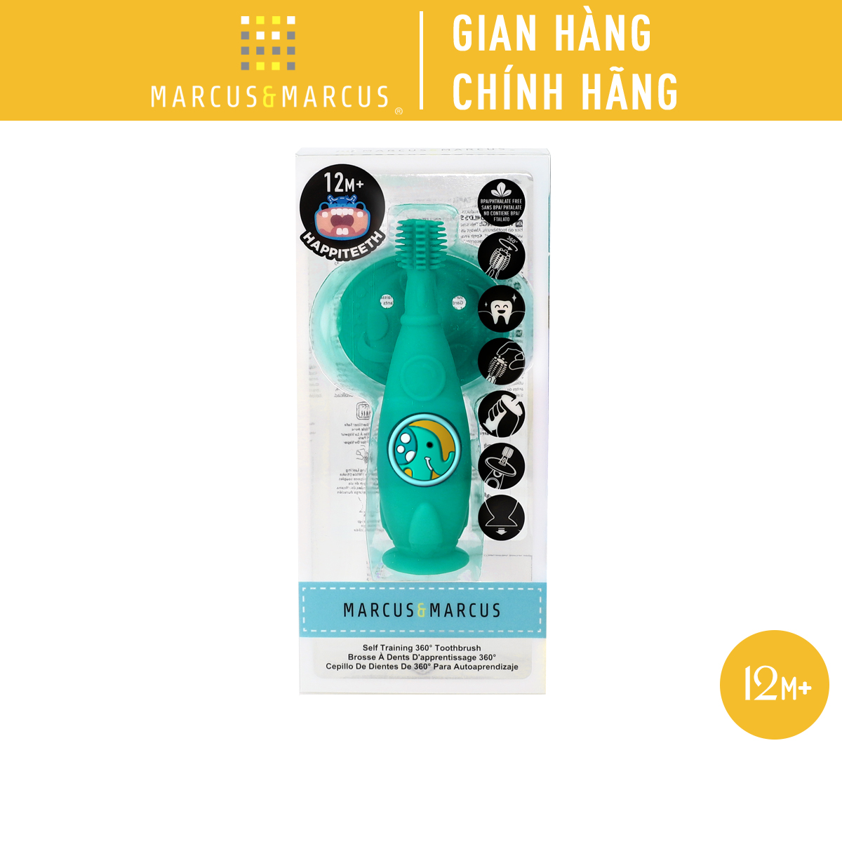 Bàn chải tập đánh răng và mát xa nướu silicon 360 cho bé Marcus &amp; Marcus, từ 12 tháng - Ollie