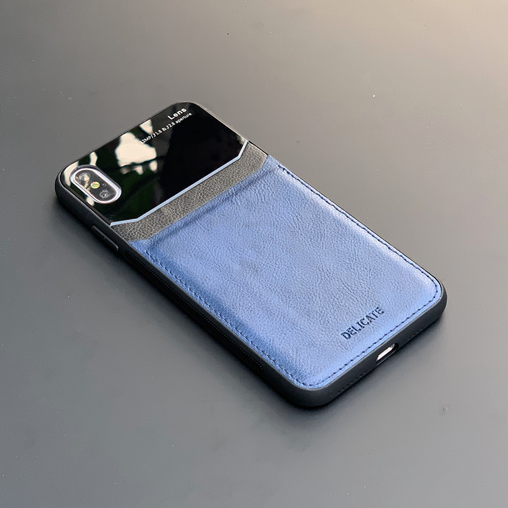 Ốp lưng da kính cao cấp dành cho iPhone X / iPhone XS - Màu xanh