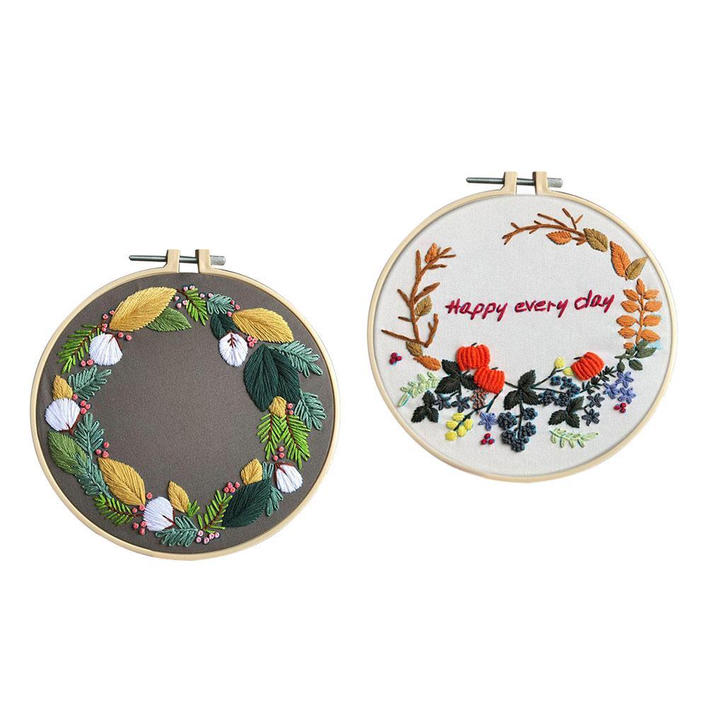 Flower Embroidery Starter Kit with Operating Instructions and Cross Stitch Tool Kits for Adults and Kids Beginners