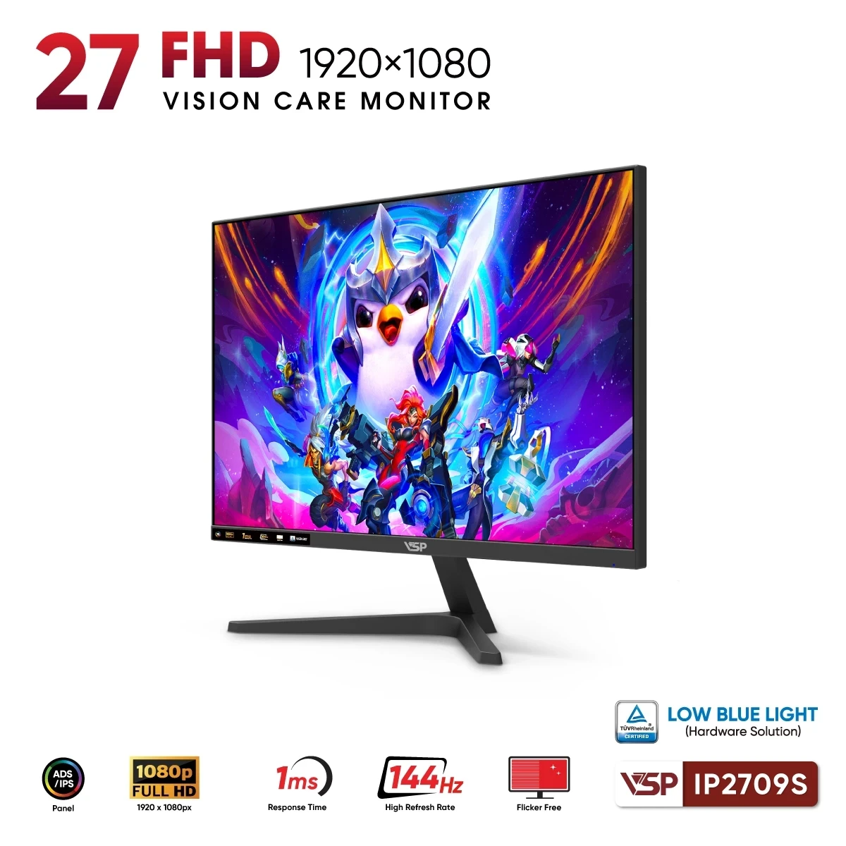 Màn Hình VSP IP2709S (27 inch / IPS / FHD / 144Hz / 1ms) - Hàng Chính Hãng