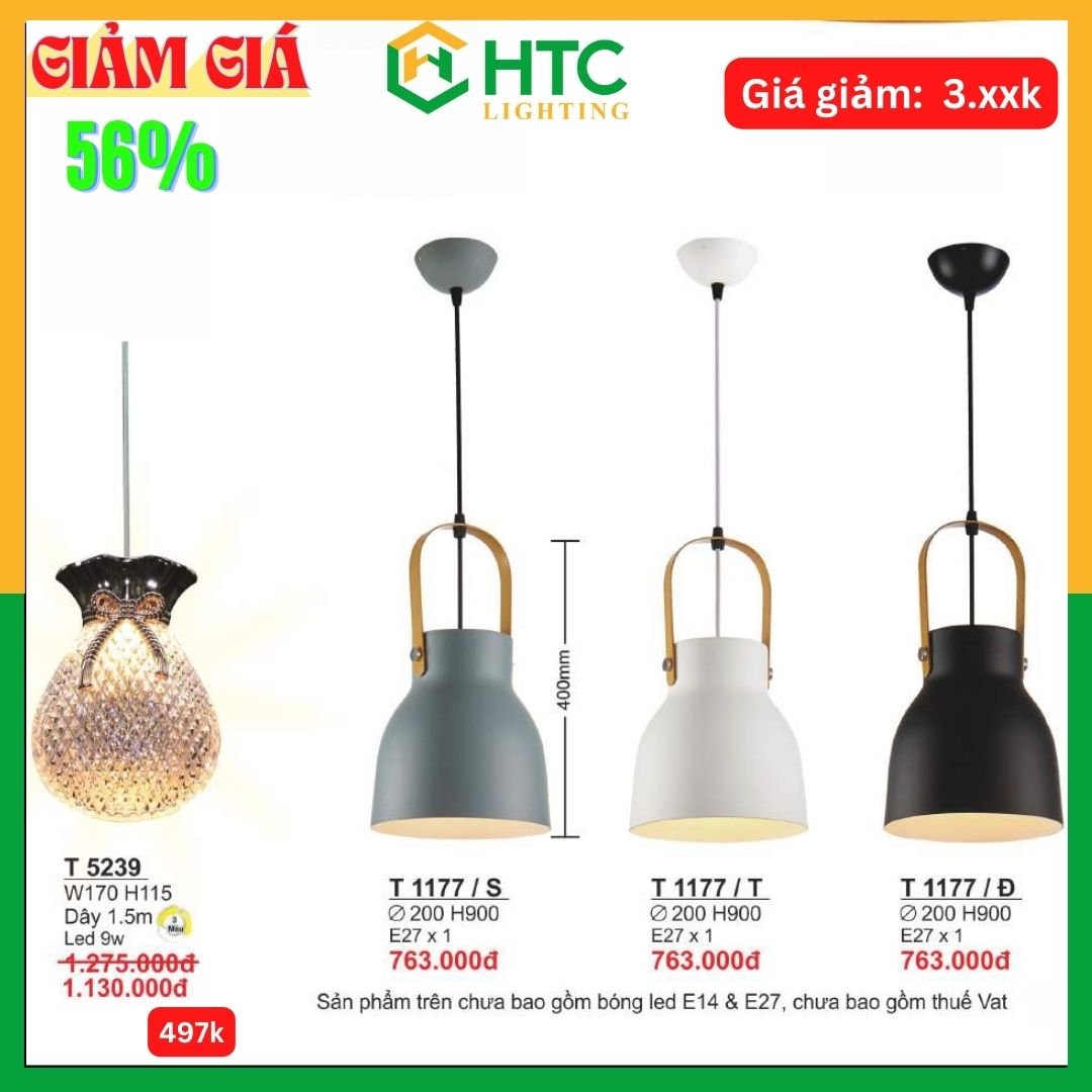 Đèn thả bàn ăn, cà phê hiện đại chao hình nón, nhiều màu