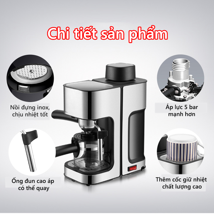 Máy pha cà phê Espresso chuẩn áp suất  chế độ - áp lực cao làm cà phê nồng đậm máy pha chế cà phê