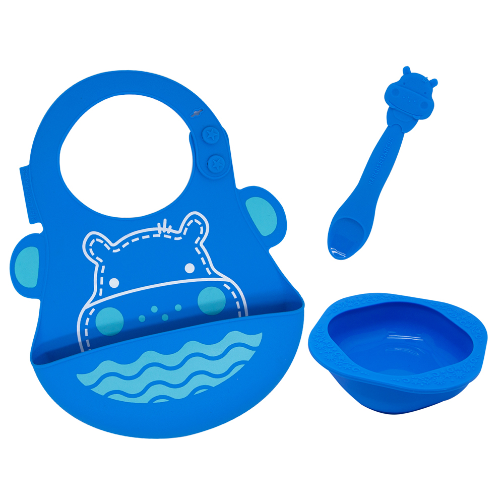 Bộ đồ dùng ăn dặm silicon Baby Marcus & Marcus, cho bé từ 6 tháng