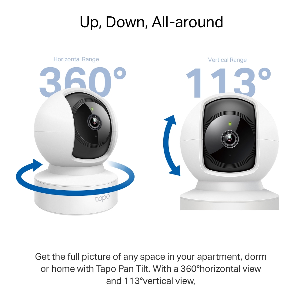 Camera WiFi TPLink Tapo C212 3.0MP [Chưa có thẻ nhớ] Chuẩn 2K Đèn hồng ngoại Âm thanh 2 chiều Quay 360° Hỗ trợ cổng LAN - Hàng chính hãng FPT phân phối