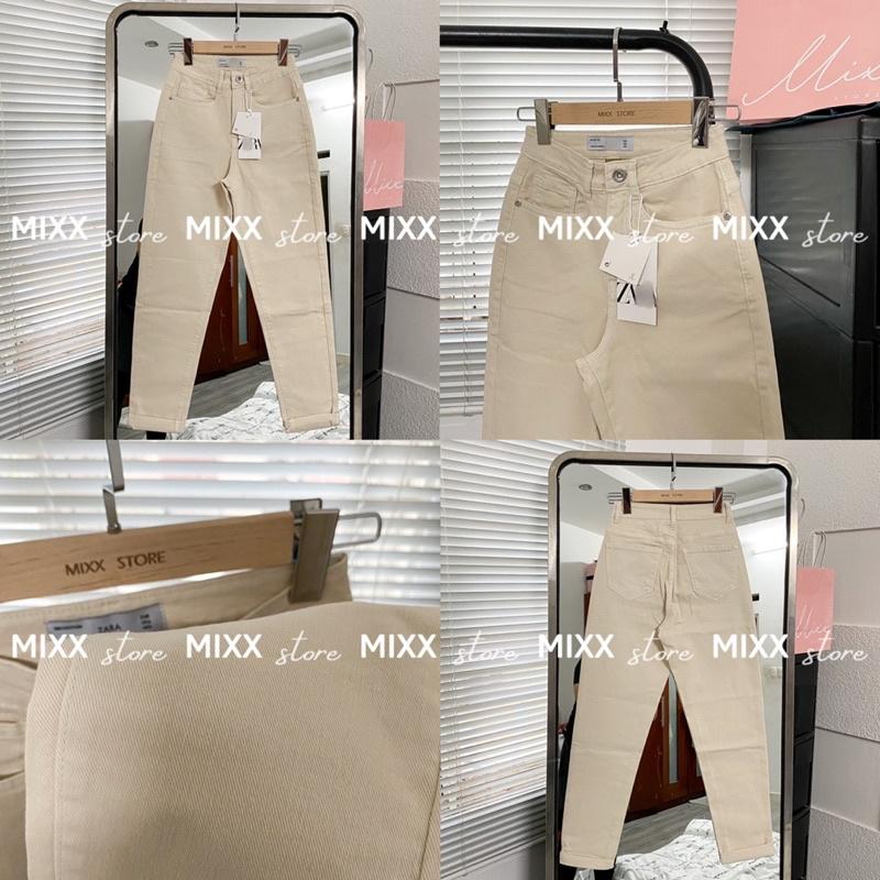 Quần jean nữ Baggy Kem lưng cao chất giãn nhẹ thoải mái phom trẻ trung