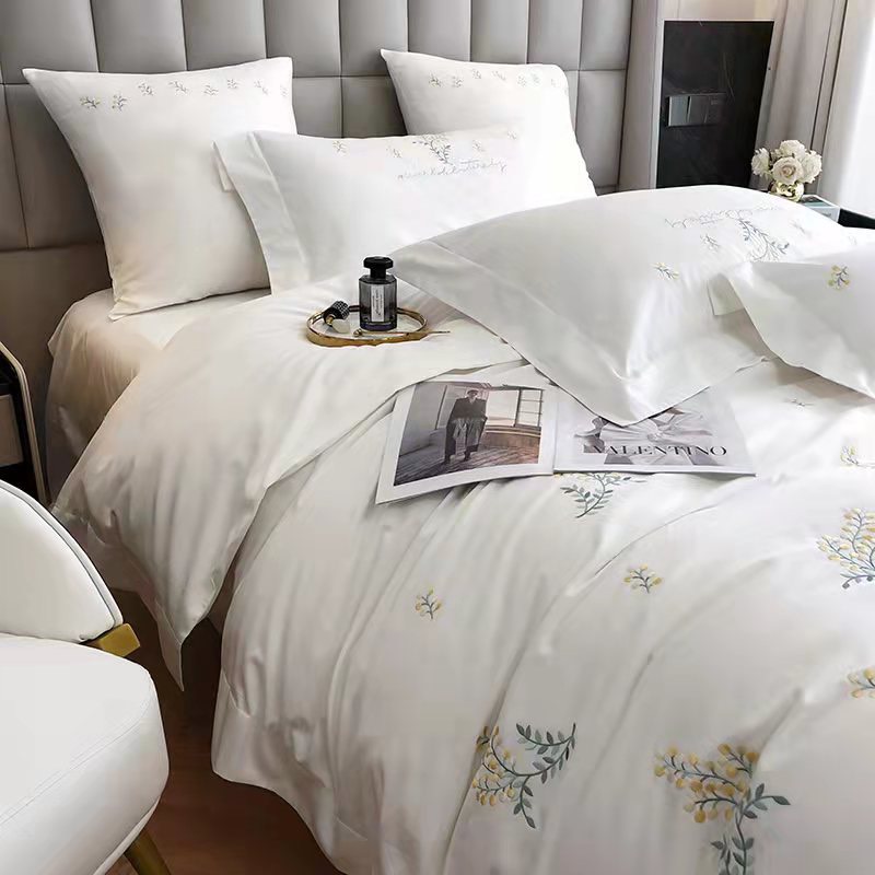 Drap Giường Lụa 80s Bộ Chăn Ga Gối Đệm 5 Món Chăn Chần Bông Lụa Nhà Hin Home Bedding
