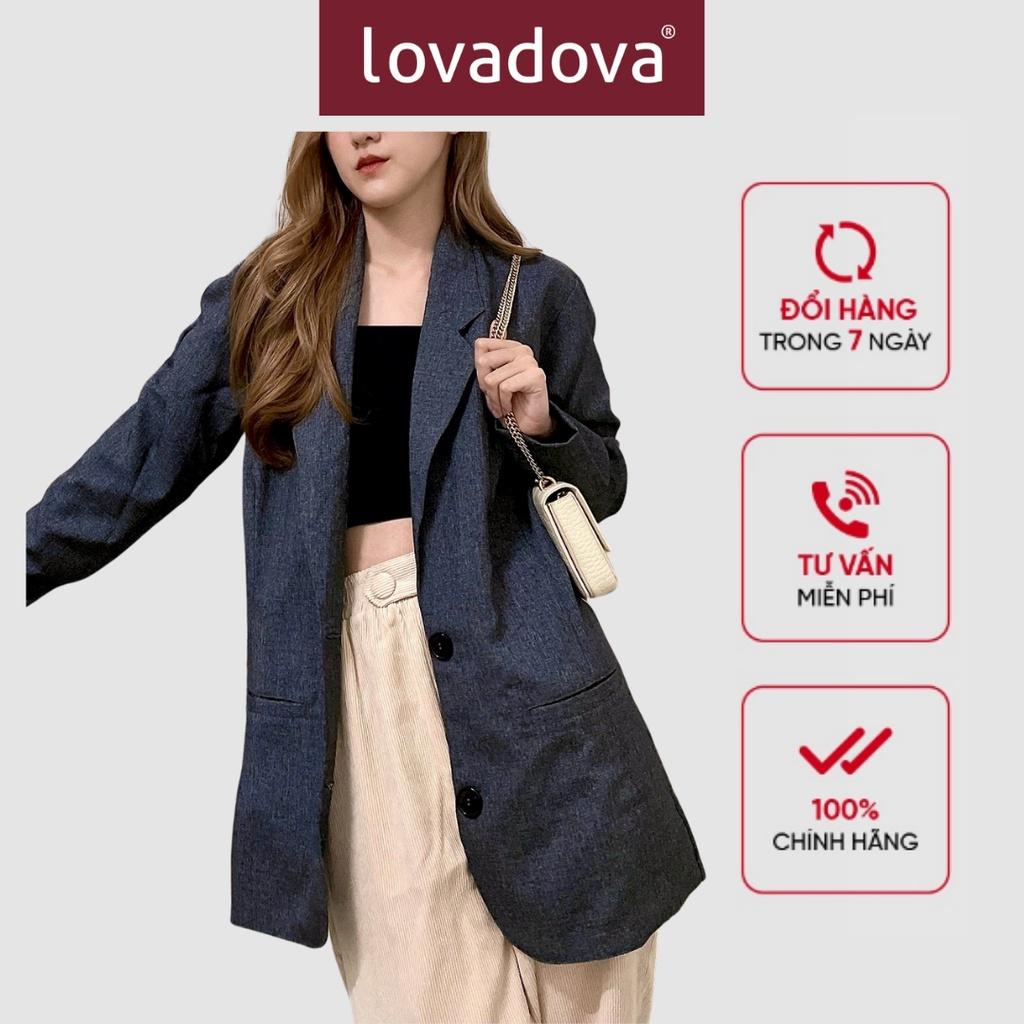 Áo Vest Nữ, Cách Điệu Hai Túi, Màu Đen - Lovadova 21O11C002