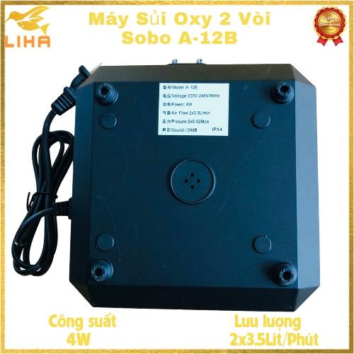 Máy Sủi Oxy 2 Vòi Sobo A-12B - Máy Sủi Oxy Siêu Êm Cho Bể Cá