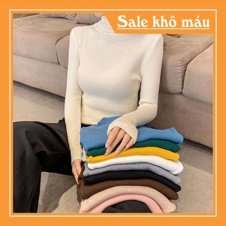 Áo Len Cổ Lọ, Áo Dệt Kim Tay Dài Lông Cừu Hàng Quảng Châu Cao Cấp