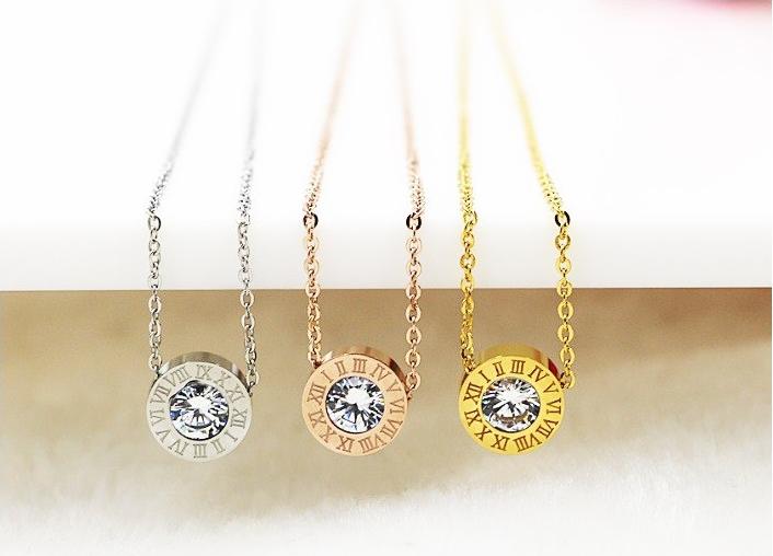 Dây Chuyền Mặt Tròn In Số La Mã Titan Ko Đen TT 1817 - 1 Cái