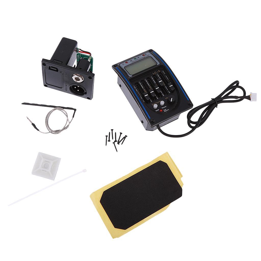5 Bands Preamp EQ Tuner Piezo Pickup Equalizer System for Acoustic Guitar