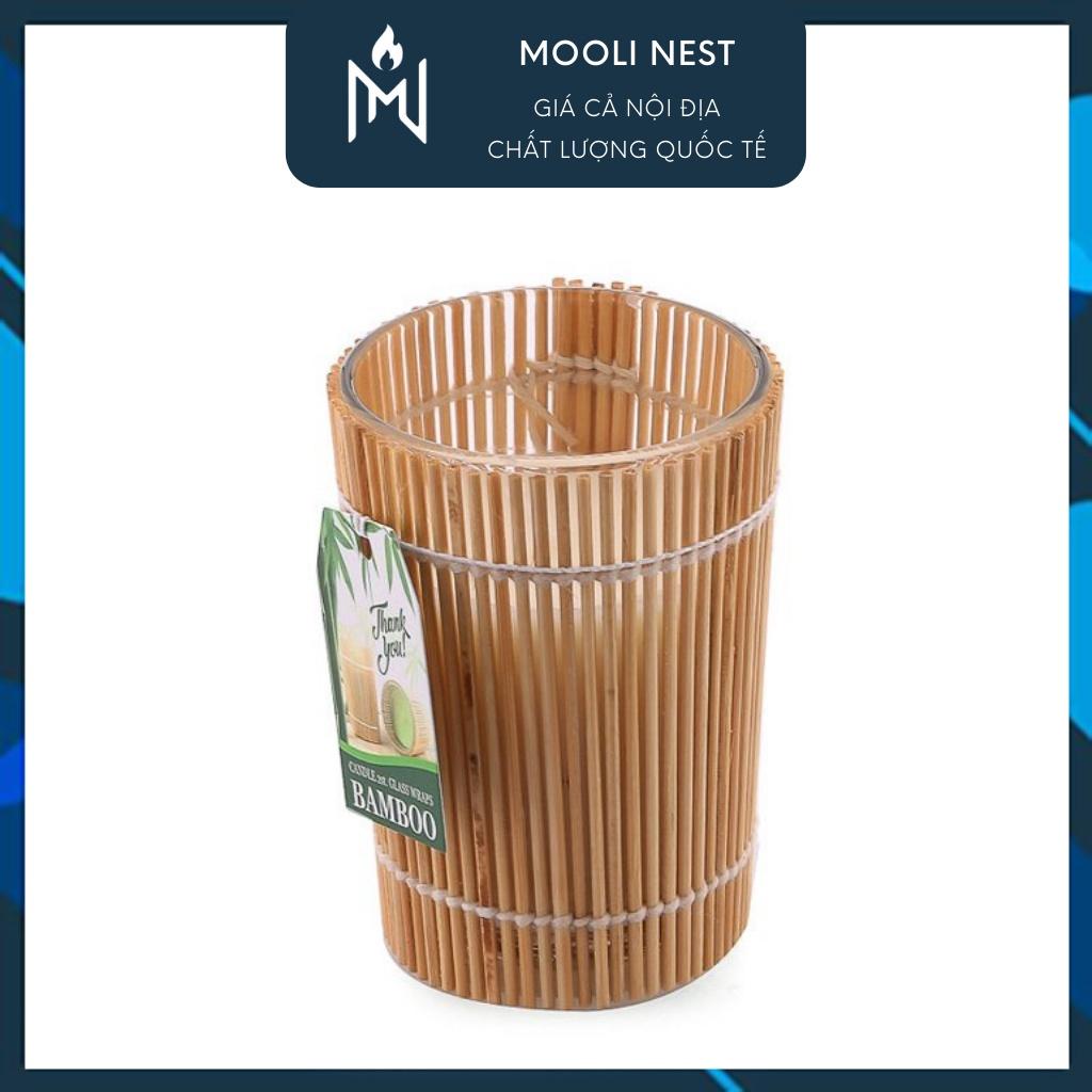 Hộp 2 ly nến thơm quấn tre bamboo trang trí nhà cửa, spa, khử mùi thư giãn lãng mạn