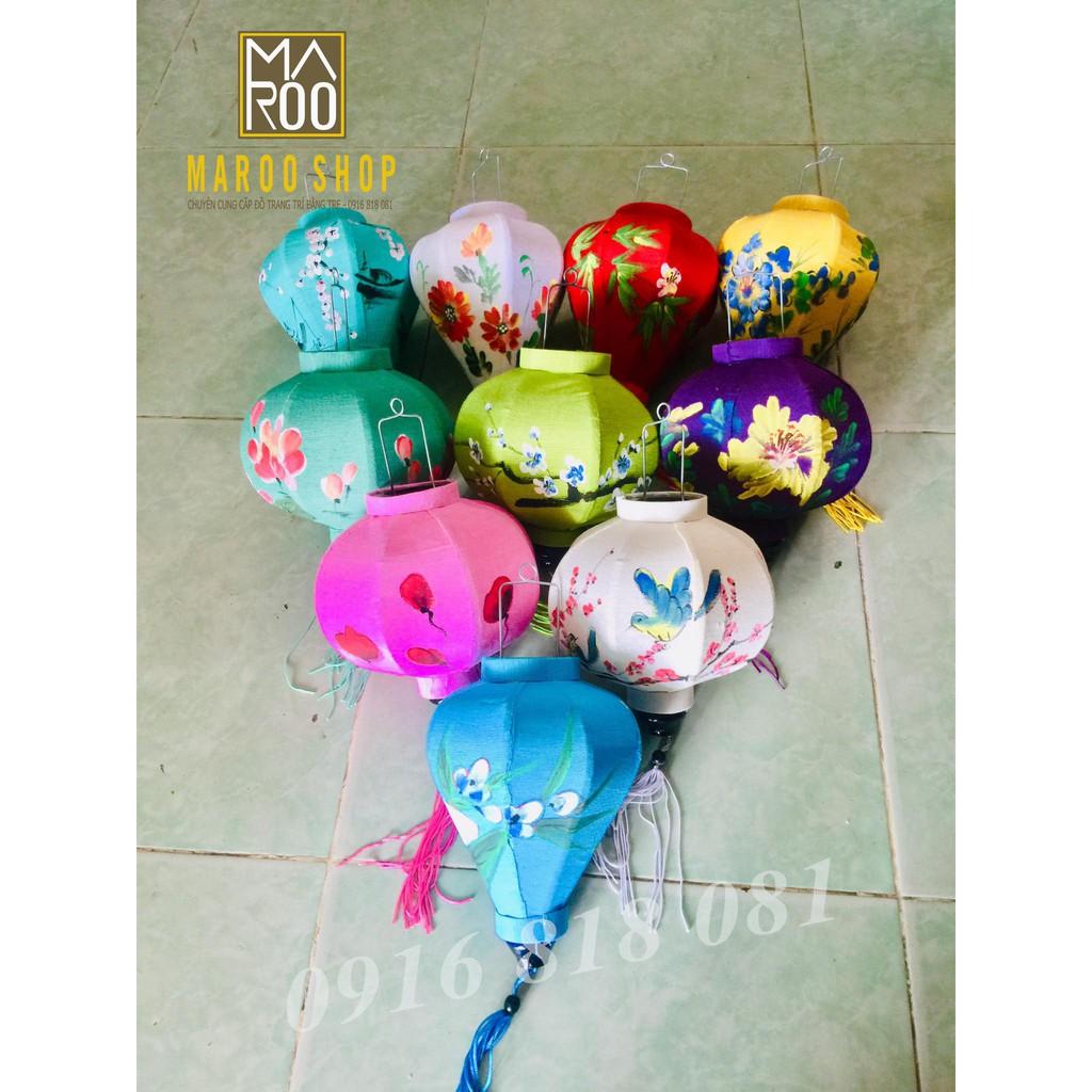 Combo 10 đèn lồng Hội An size 20 cm vẽ hoa lá xinh xắn