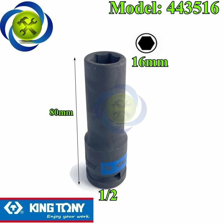 Tuýp 16mm đen dài 80mm Kingtony 443516M loại 1/2 6 cạnh