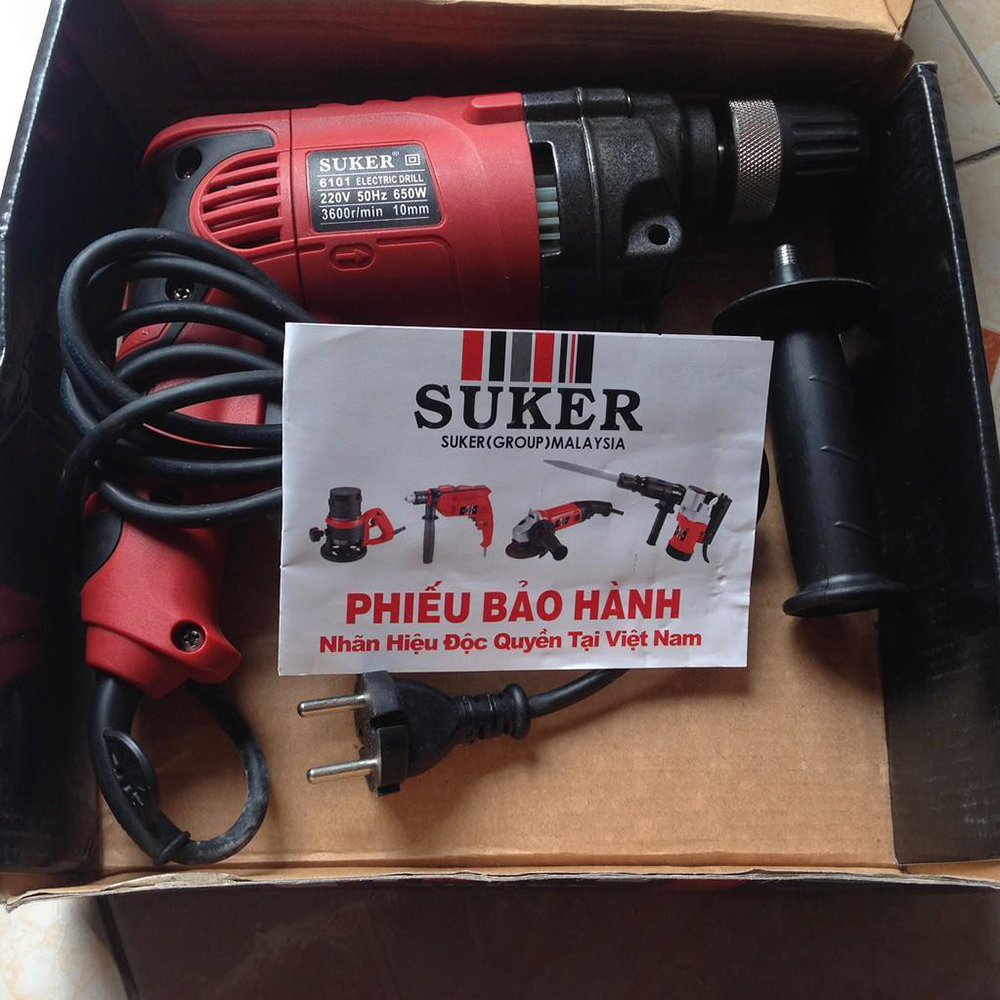 Máy Khoan Điện Cầm Tay Mũi 10mm Suker 6101 Công Suất 650W Dùng Để Khoan Tường, Bê Tông Và Bắt Vít - Hàng Chính Hãng
