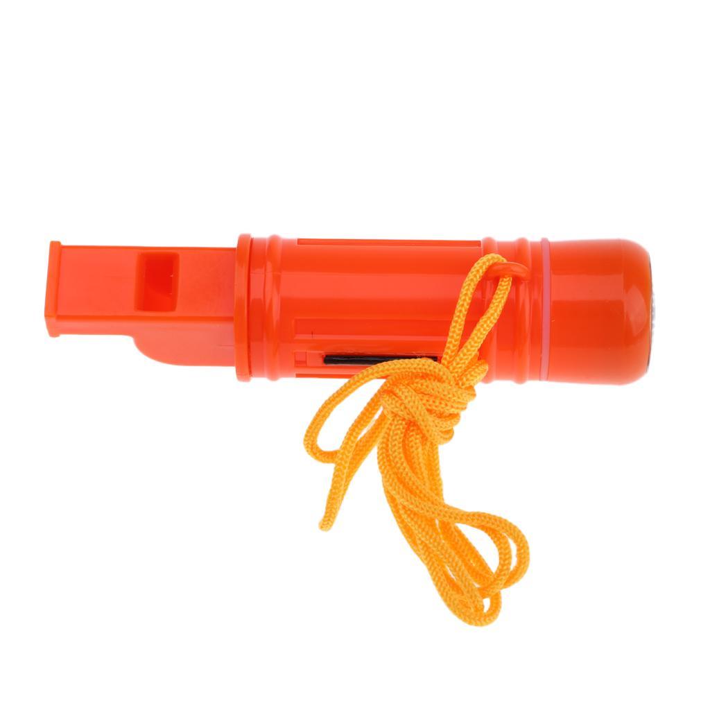 Multiuse Survival Tool Emergency Whistle Fire Starter Compass Signal Mirror
