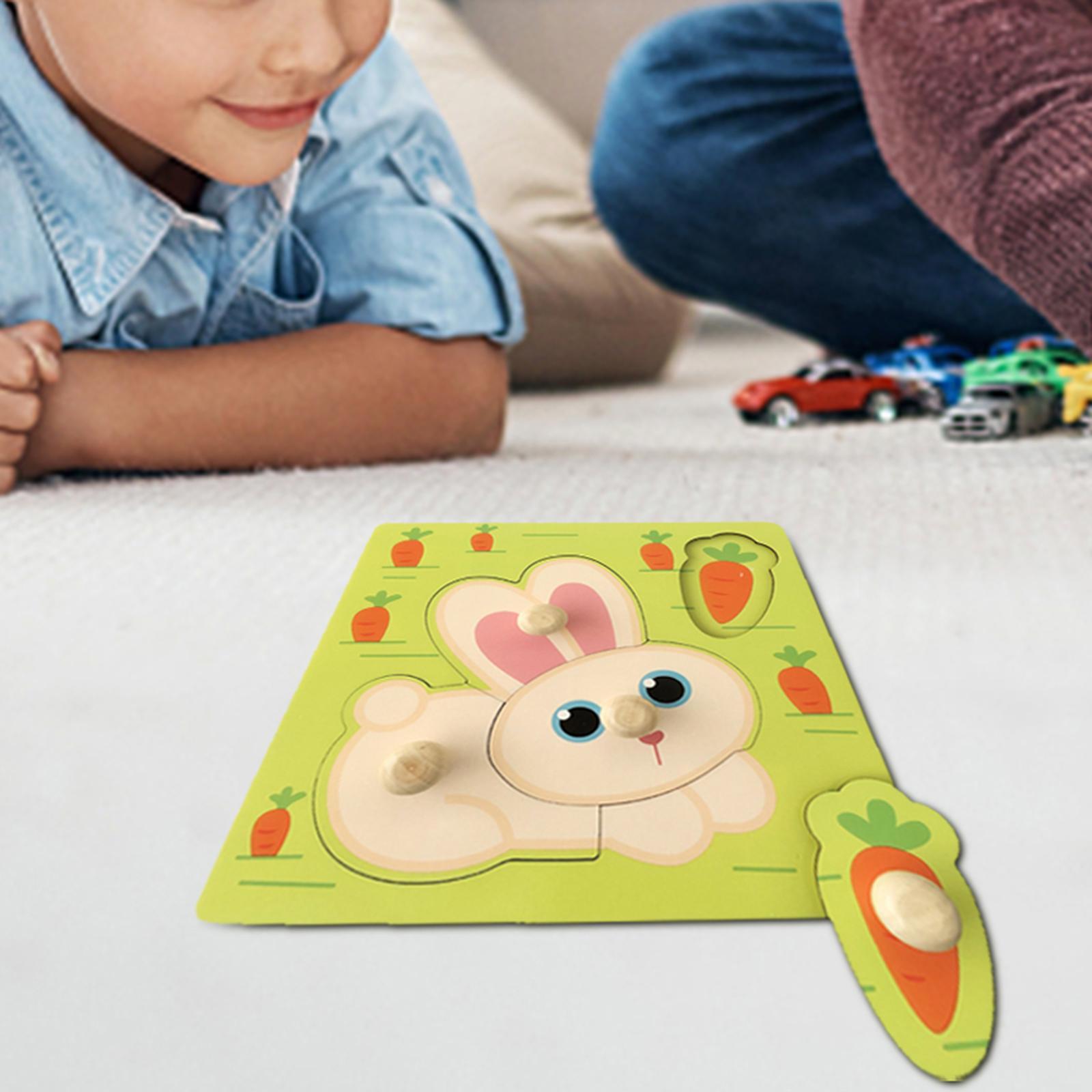 Wooden Cartoon Jigsaw Puzzles Shape Matching Game for 2 3 4 Year Old Rabbit