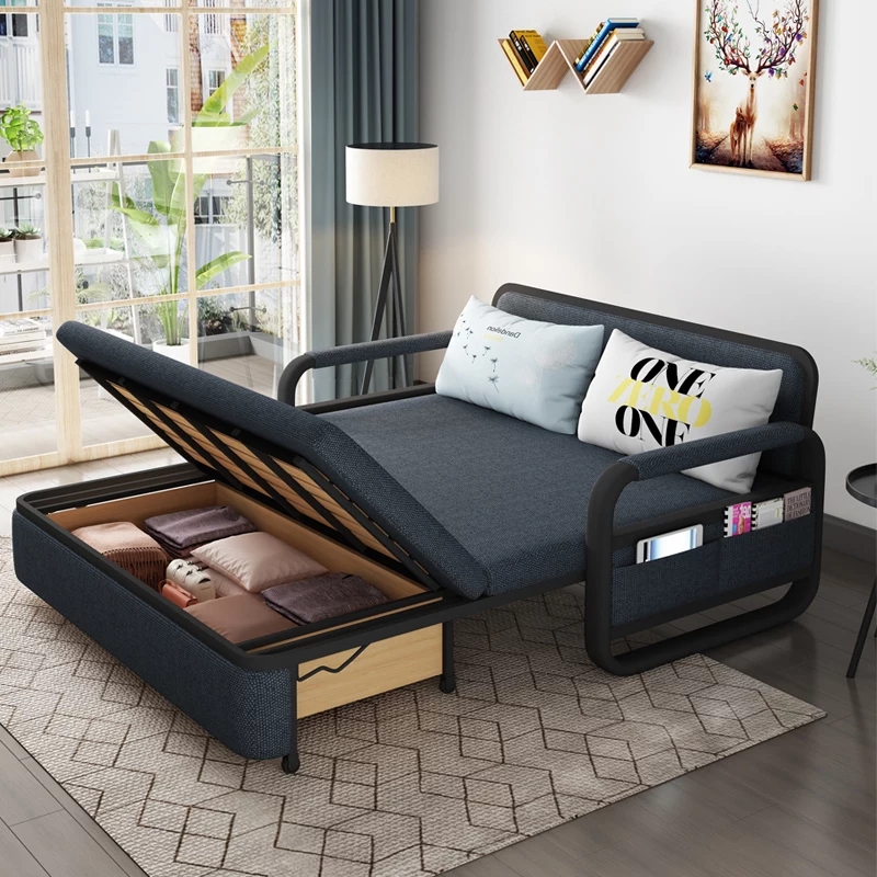 Giường Sofa Thông Minh 2 in 1. Giường Sofa Gấp Gọn Thành Ghế Sofa. Ghế Sofa Giường Đa Năng Có Ngăn Chứa Đồ KT 1m28 x 1m90