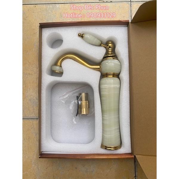 Vòi lavabo nóng lạnh thân đá Cẩm Thạch