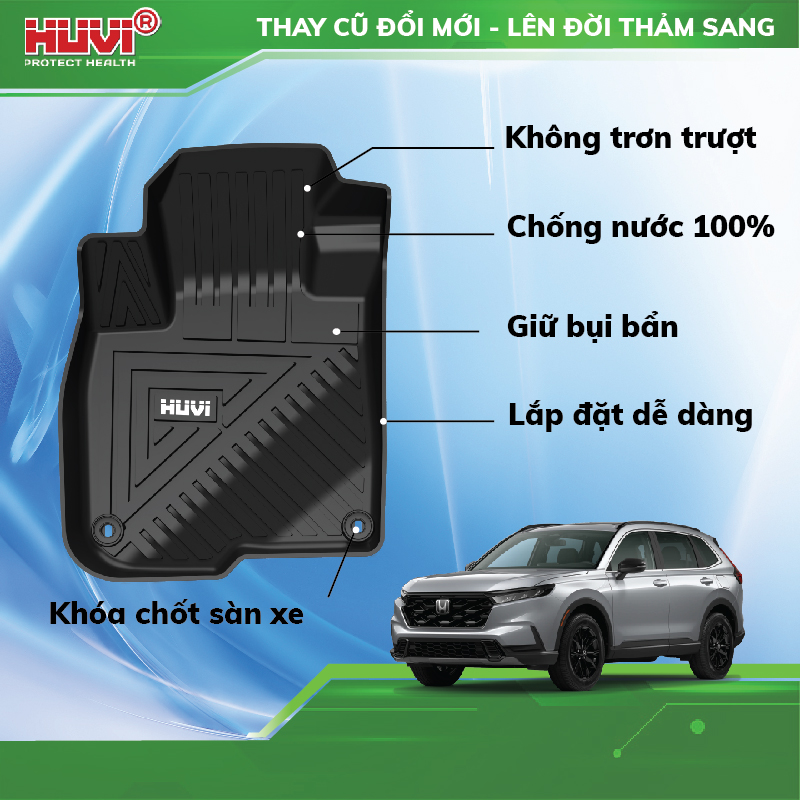 Thảm lót sàn ô tô Honda CRV 2023 KHÁNG NƯỚC, KHÔNG MÙI, PHỦ KÍN SÀN XE