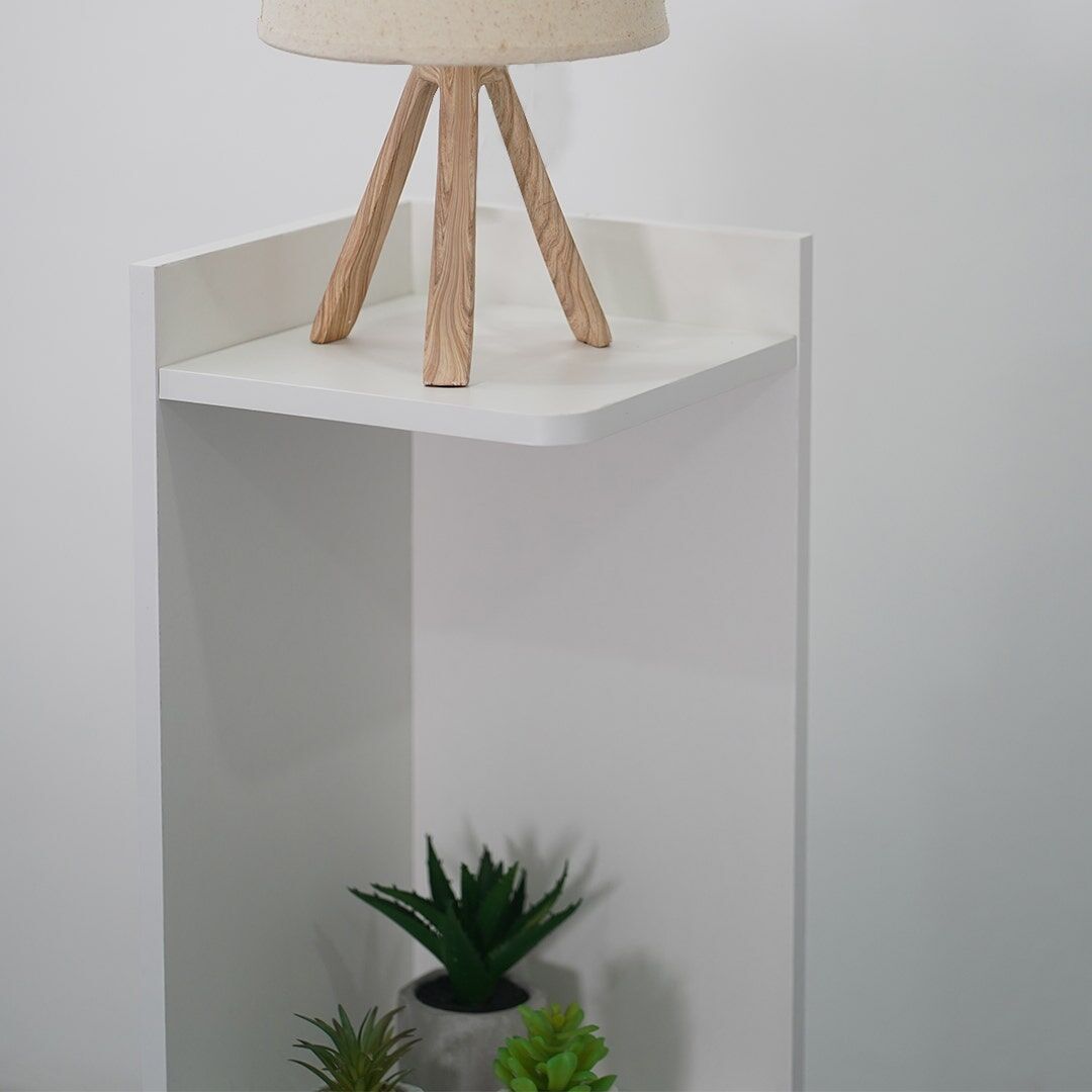 SB Furniture, Looms, Clara Corner Shelf, White Color, W25xD25xH91 cm.