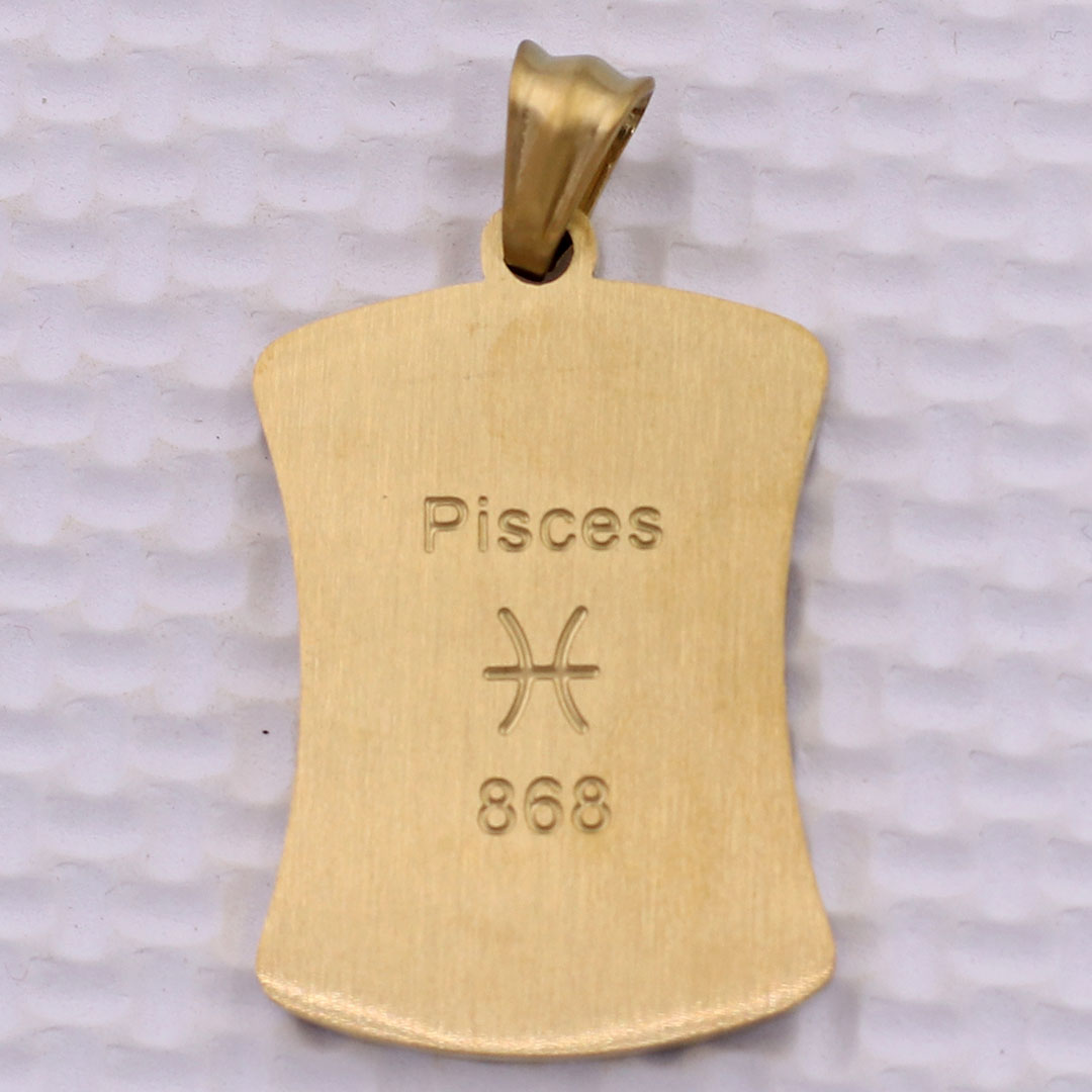 Mặt dây chuyền cung Song Ngư - Pisces inox vàng kèm vòng cổ dây chuyền inox vàng + móc inox vàng, Cung hoàng đạo