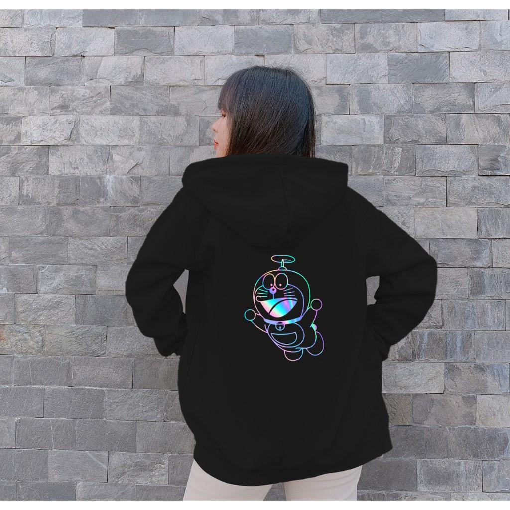 Áo hoodie Unisex dạ quang - Áo khoác nỉ phản quang họa tiết Doremon in cao cấp