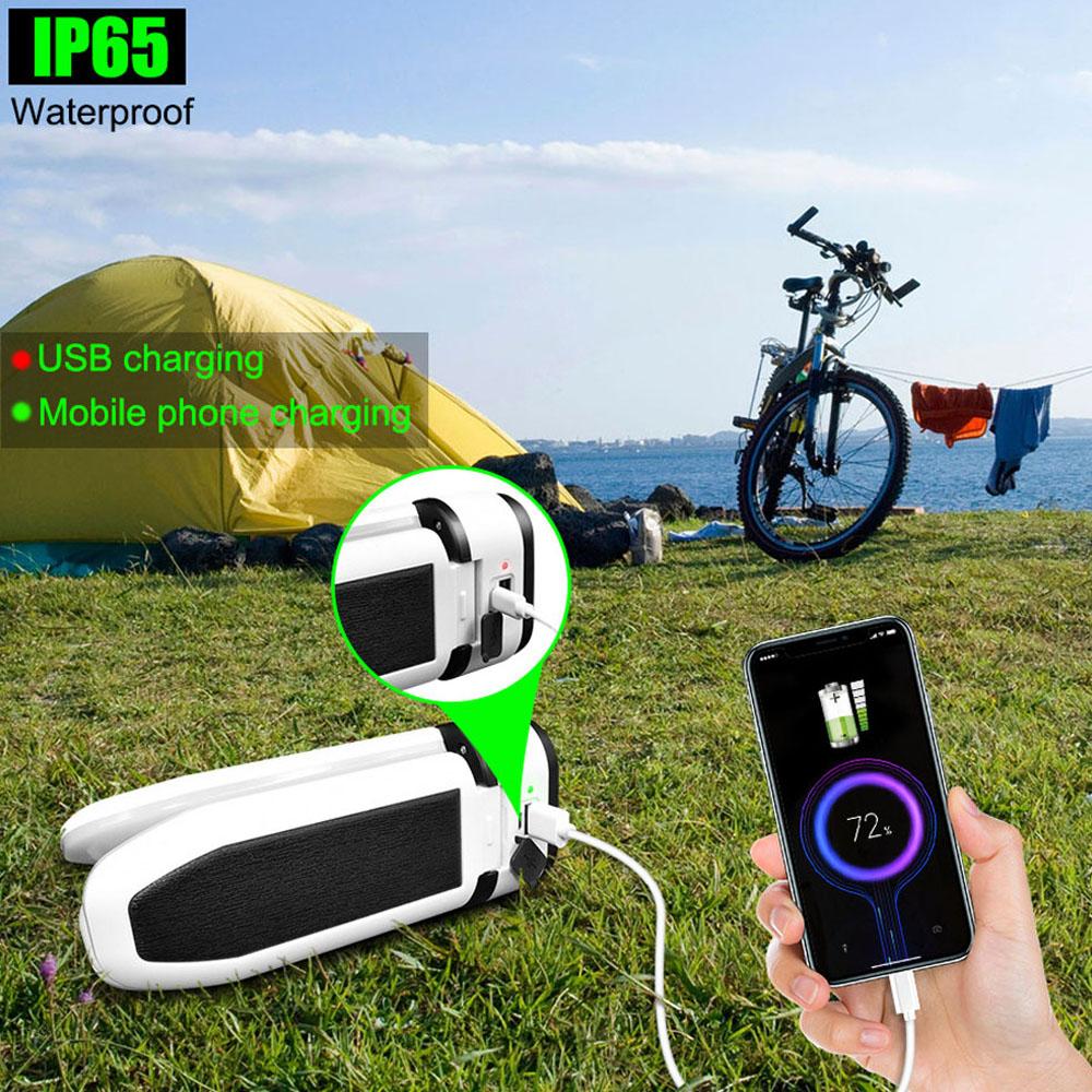 Đèn cắm trại Đèn năng lượng mặt trời di động ngoài trời 60 LED Đèn pin có thể sạc lại USB