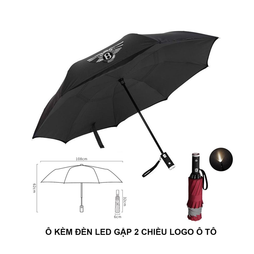 Ô dù thời trang tự động 2 chiều một nút bấm chống tia UV có đèn LED xoay 10 nan logo xe hơi cao cấp - Honda