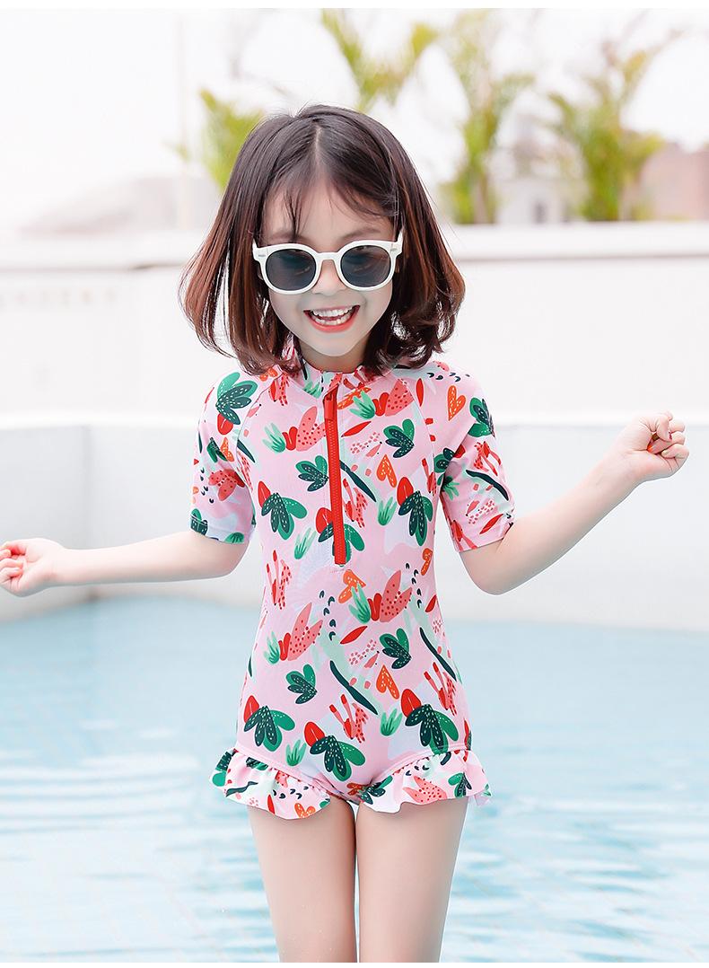 Cô Gái Một Mảnh Phù Hợp Với Trẻ Em Ngắn Tay 2021 Kid Hoạt Hình Dễ Thương Đồ Bơi Plus Kích Thước Bé Đi Biển Áo Tắm