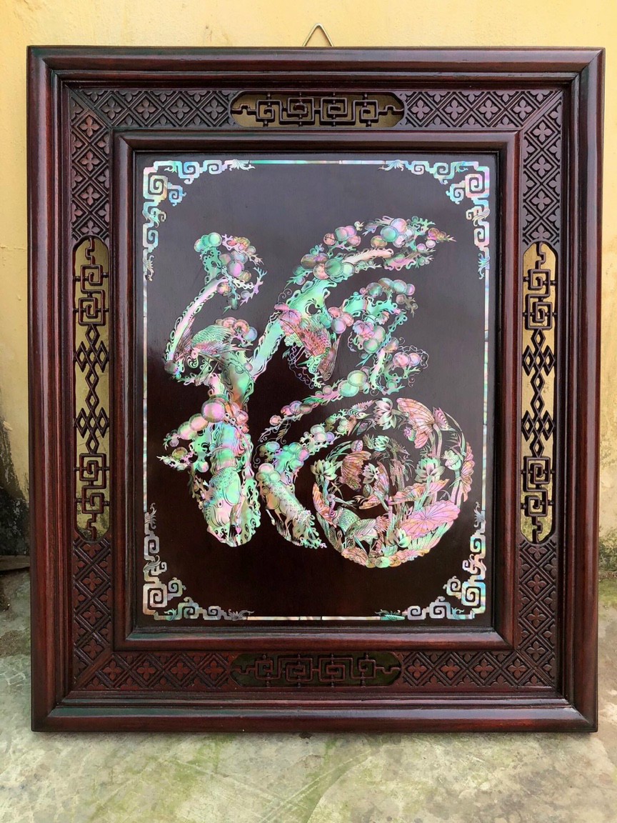 Tranh chữ Phúc khảm ốc đẹp 50x60cm