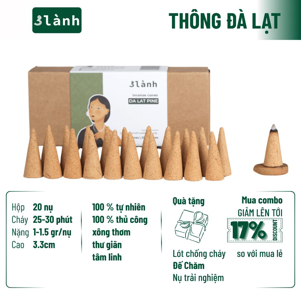 Nụ Thủ Công Thông Đà Lạt 3 Lành Hộp 20 Mùi 100 % Tự Nhiên Tặng Kèm Đế Chăm, Không Hóa Chất Xông Thơm