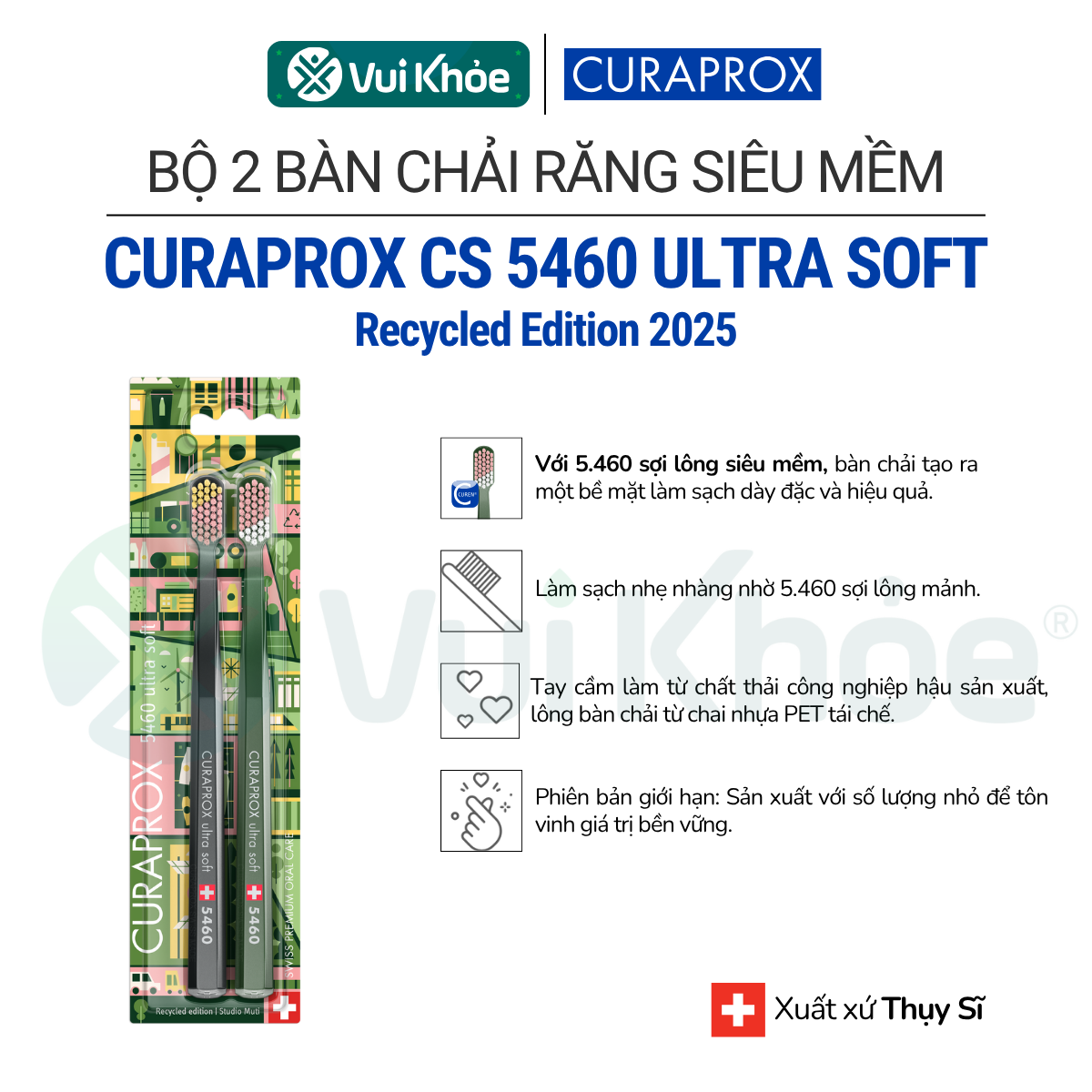 CURAPROX RECYCLED EDITION 2025 | Bộ Bàn chải đánh răng CS 5460 Ultra Soft