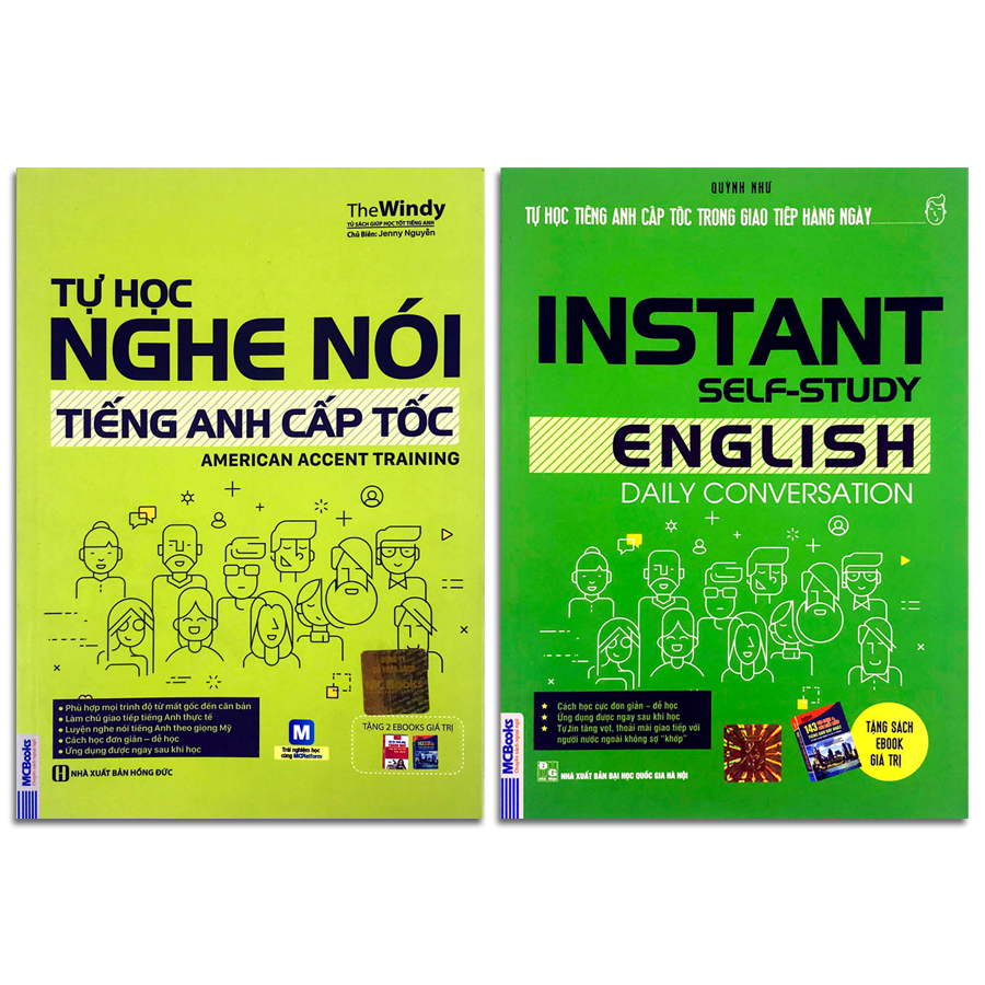Combo 2 cuốn Tự học nghe nói tiếng Anh cấp tốc  Tự học tiếng Anh cấp tốc trong giao tiếp hàng ngày