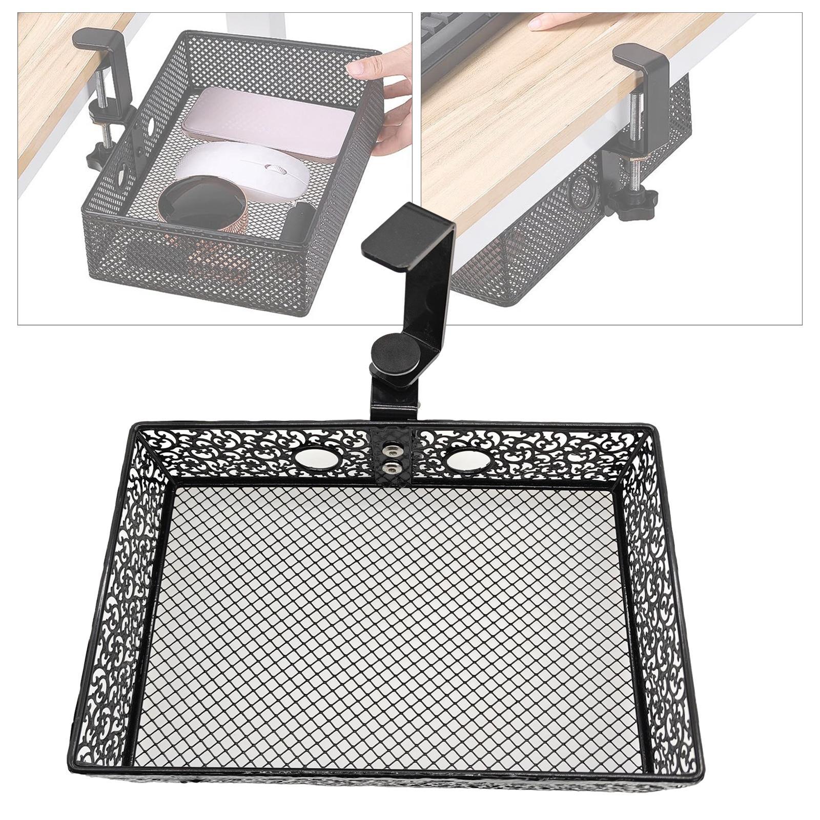 Under Desk Storage Organizer Swivel Metal Clamp Mount Stationary Holder