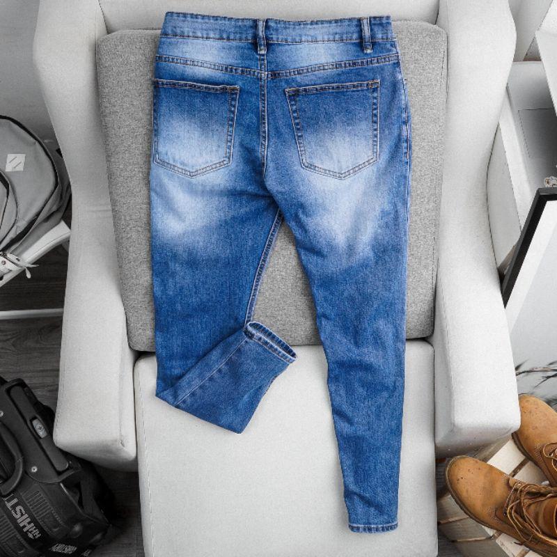 Quần jean nam cao cấp hàng vnxk slimfit màu xanh - co giãn - ôm nhẹ