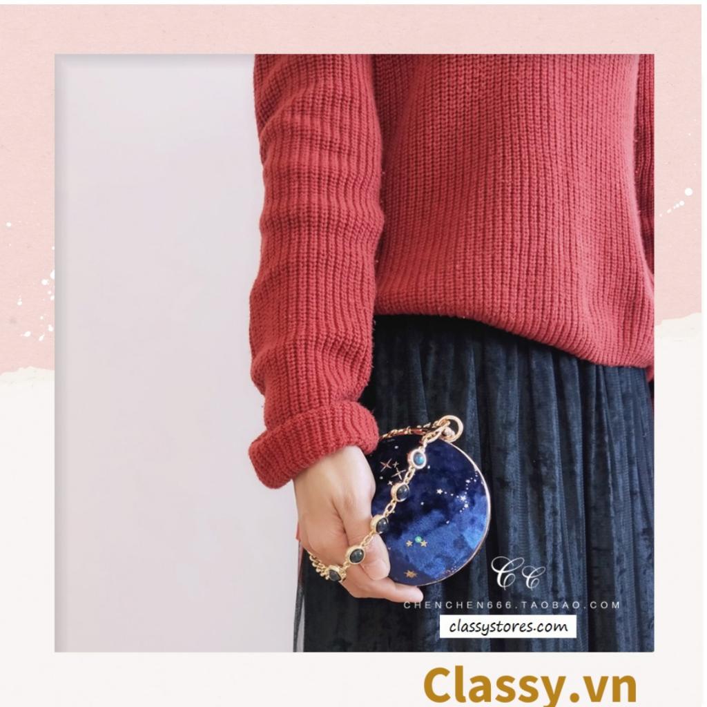 Clutch Classy tròn cầm tay ánh sao nhiều màu thời trang thời thượng dành cho nữ T1191