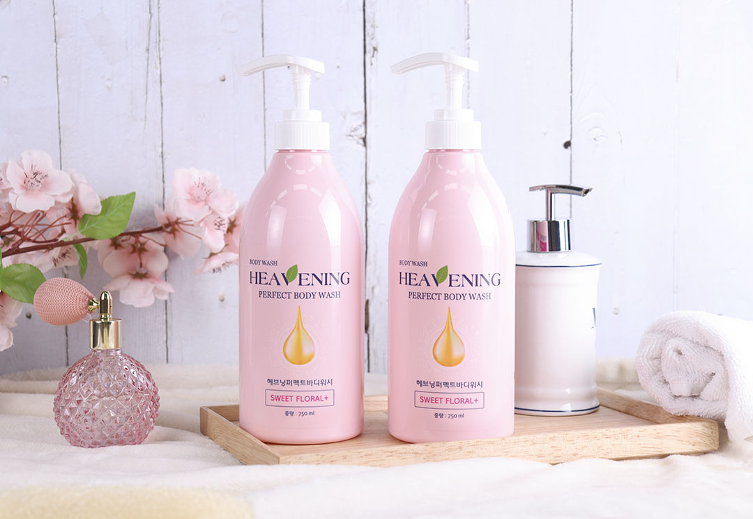 Set 1 sữa tắm dưỡng ẩm, làm trắng da Heavening 750ml Hàn Quốc tặng kèm 1 khăn tắm tạo bọt