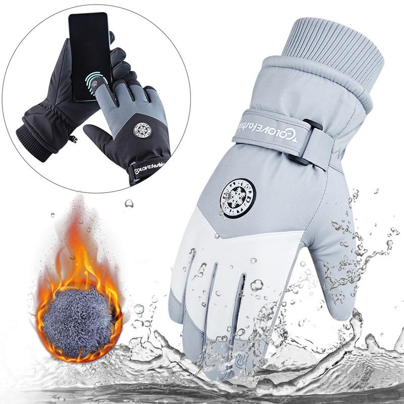 Trượt tuyết trượt tuyết chạm vào găng tay chạm vào màn hình cảm ứng ấm áp thời tiết lạnh mùa đông găng tay găng tay trượt tuyết nam Color: Black XL